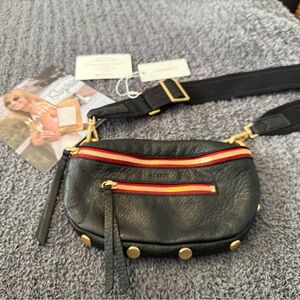 Hammitt Black Crossbody Bag with Gold and Red Accents